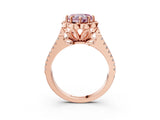 Rose gold Fancy Pink Heart  Halo Diamond Floral Split Shank Engagement Ring 4