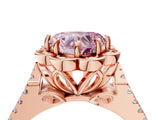 Rose gold Fancy Pink Heart  Halo Diamond Floral Split Shank Engagement Ring 5