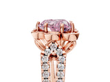 Rose gold Fancy Pink Heart  Halo Diamond Floral Split Shank Engagement Ring