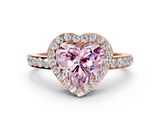 Rose gold Fancy Pink Heart  Halo Diamond Pavé Band Ring with Prong Setting_20