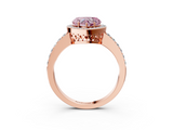 Rose gold Fancy Pink Heart  Halo Diamond Pavé Band Ring with Prong Setting_23