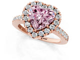 Rose gold Fancy Pink Heart  Halo Diamond Pavé Solitaire Ring_58