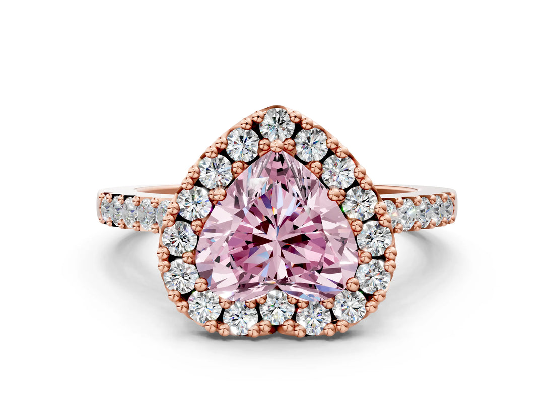 Rose gold Fancy Pink Heart  Halo Diamond Pavé Solitaire Ring_63
