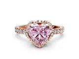Rose gold Fancy Pink Heart  Halo Diamond Pave Band Ring with Four-Prong Setting_15