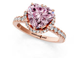 Rose gold Fancy Pink Heart  Halo Diamond Pave Band Ring with Four-Prong Setting_16