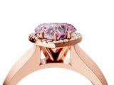 Rose gold Fancy Pink Heart  Halo Diamond Ring with Cathedral Band and Four-Prong Setting_53