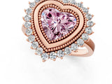 Rose gold Fancy Pink Heart  Halo Diamond Ring with Milgrain Edge and Round Prong Setting_26