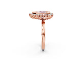 Rose gold Fancy Pink Heart  Halo Diamond Ring with Milgrain Edge and Round Prong Setting_27