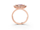 Rose gold Fancy Pink Heart  Halo Diamond Ring with Milgrain Edge and Round Prong Setting_28