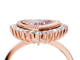 Rose gold Fancy Pink Heart  Halo Diamond Ring with Milgrain Edge and Round Prong Setting_29