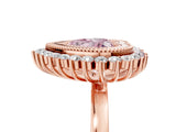 Rose gold Fancy Pink Heart  Halo Diamond Ring with Milgrain Edge and Round Prong Setting_30