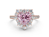 Rose gold Fancy Pink Heart  Halo Diamond Ring with Pavé Band and Prong Setting_20
