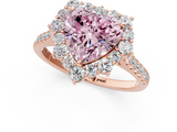 Rose gold Fancy Pink Heart  Halo Diamond Ring with Pavé Band and Prong Setting_21