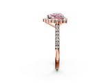 Rose gold Fancy Pink Heart  Halo Diamond Ring with Pavé Band and Prong Setting_22