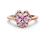 Rose gold Fancy Pink Heart  Halo Diamond Ring with Round Cluster Setting, Solitaire Band, and Four-Prong Setting_49