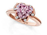 Rose gold Fancy Pink Heart  Halo Diamond Ring with Round Cluster Setting, Solitaire Band, and Four-Prong Setting_50