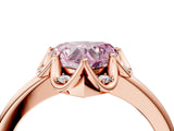 Rose gold Fancy Pink Heart  Halo Diamond Ring with Round Cluster Setting, Solitaire Band, and Four-Prong Setting_53