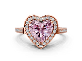 Rose gold Fancy Pink Heart  Halo Diamond Ring with Split Shank and Four-Prong Setting_65