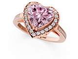 Rose gold Fancy Pink Heart  Halo Diamond Ring with Split Shank and Four-Prong Setting_66
