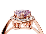 Rose gold Fancy Pink Heart  Halo Diamond Ring with Split Shank and Four-Prong Setting_69
