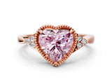 Rose gold Fancy Pink Heart  Halo Diamond Ring with Tapered Band and Four-Prong Setting_3