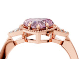 Rose gold Fancy Pink Heart  Halo Diamond Ring with Tapered Band and Four-Prong Setting_7