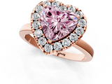 Rose gold Fancy Pink Heart  Halo Diamond Solitaire with Pavé Band and Four-Prong Setting_56
