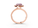 Rose gold Fancy Pink Heart  Halo Diamond Solitaire with Pavé Band and Four-Prong Setting_58