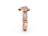 Rose gold Fancy Pink Heart  Halo Diamond Split Shank Engagement Ring with Prong Setting_29