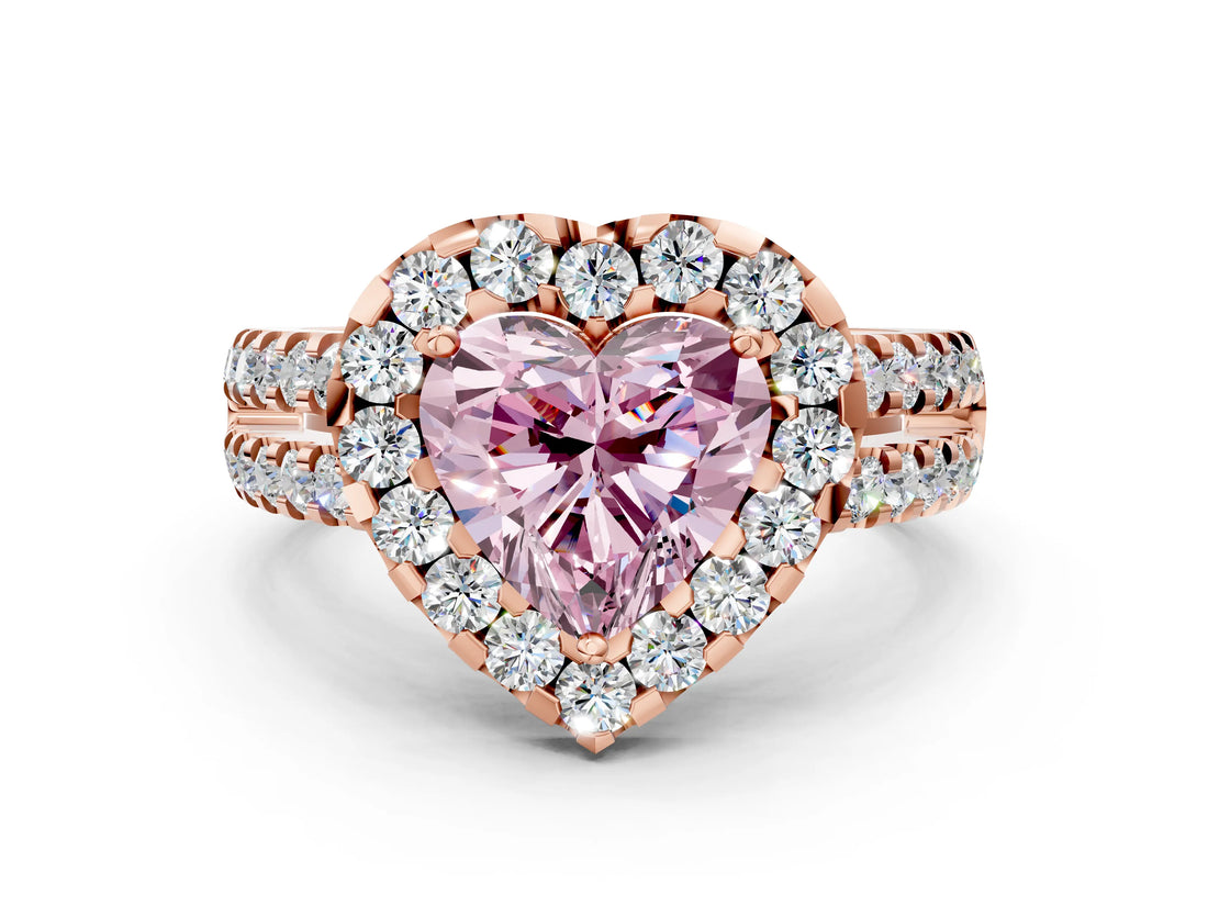 Rose gold Fancy Pink Heart  Halo Diamond Split Shank Engagement Ring with Prong Setting_39
