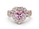 Rose gold Fancy Pink Heart  Halo Diamond Split Shank Engagement Ring with Prong Setting_39