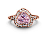 Rose gold Fancy Pink Heart  Halo Diamond Split Shank Ring with Milgrain Detail_49
