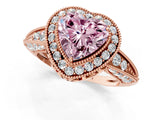 Rose gold Fancy Pink Heart  Halo Diamond Split Shank Ring with Milgrain Detail_50