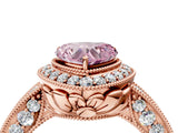 Rose gold Fancy Pink Heart  Halo Diamond Split Shank Ring with Milgrain Detail_53