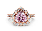 Rose gold Fancy Pink Heart  Halo Milgrain Pave Diamond Ring with Four-Prong Setting 1