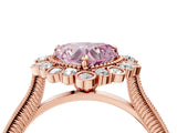 Rose gold Fancy Pink Heart  Halo Milgrain Pave Diamond Ring with Four-Prong Setting 5