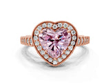 Rose gold Fancy Pink Heart  Halo Milgrain Solitaire with Bezel Set Side Stones and Pave Band_32