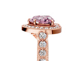 Rose gold Fancy Pink Heart  Halo Milgrain Solitaire with Bezel Set Side Stones and Pave Band_37
