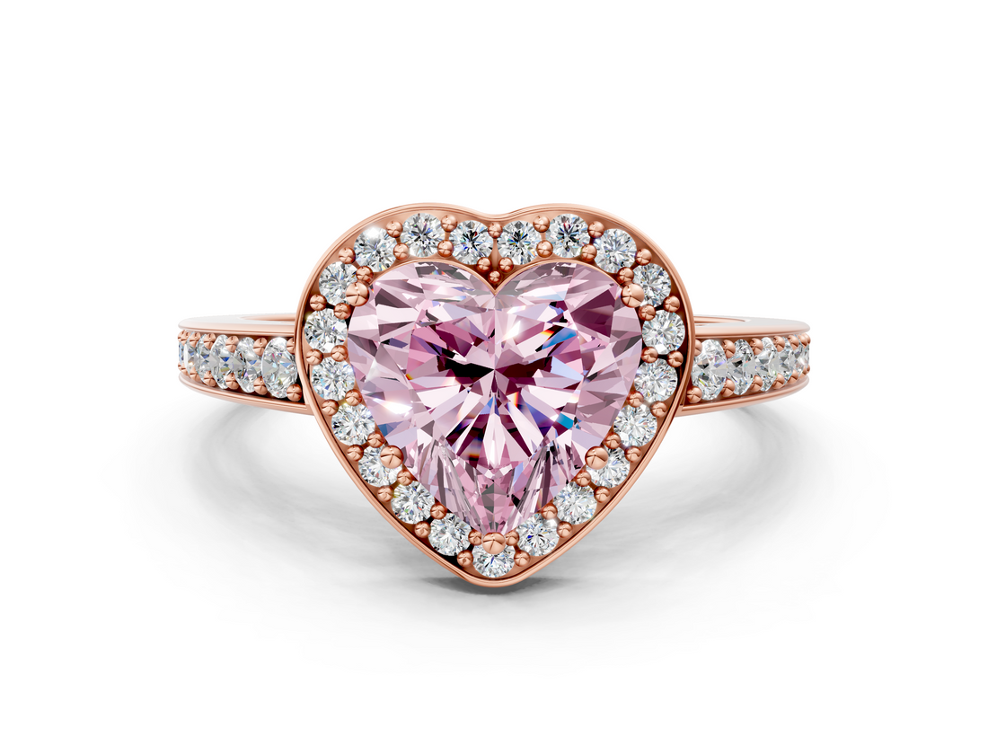 Rose gold Fancy Pink Heart  Halo Pavé Diamond Engagement Ring with Bezel Setting_20