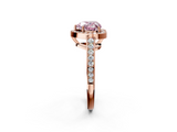 Rose gold Fancy Pink Heart  Halo Pavé Diamond Engagement Ring with Bezel Setting_22