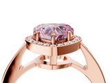 Rose gold Fancy Pink Heart  Halo Pavé Diamond Engagement Ring with Bezel Setting_24
