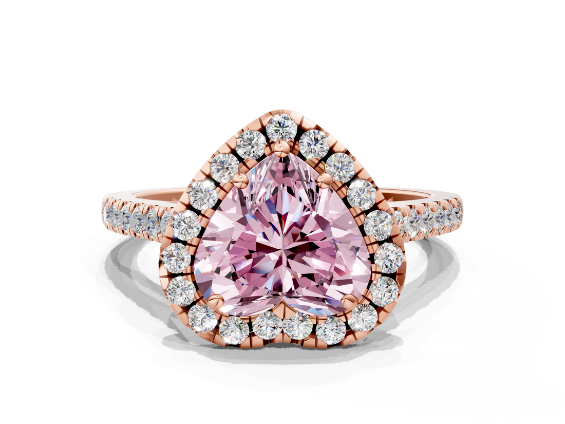 Rose gold Fancy Pink Heart  Halo Pavé Diamond Engagement Ring with Four-Prong Setting_3