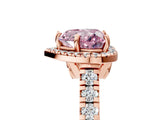 Rose gold Fancy Pink Heart  Halo Pavé Diamond Engagement Ring with Four-Prong Setting_30
