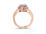 Rose gold Fancy Pink Heart  Halo Pave Band Solitaire Ring with Prong Setting_69