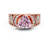 Rose gold Fancy Pink Heart  Halo Pave Diamond Engagement Ring with Milgrain Detailing_49
