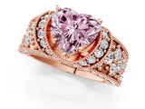 Rose gold Fancy Pink Heart  Halo Pave Diamond Engagement Ring with Milgrain Detailing_50