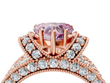 Rose gold Fancy Pink Heart  Halo Pave Diamond Engagement Ring with Milgrain Detailing_53