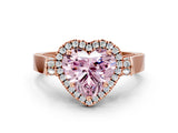 Rose gold Fancy Pink Heart  Halo Pave Split Shank Prong Setting Ring_26
