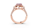 Rose gold Fancy Pink Heart  Halo Pave Split Shank Prong Setting Ring_29