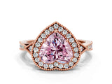 Rose gold Fancy Pink Heart  Halo Round Diamond Milgrain Pave Engagement Ring_3